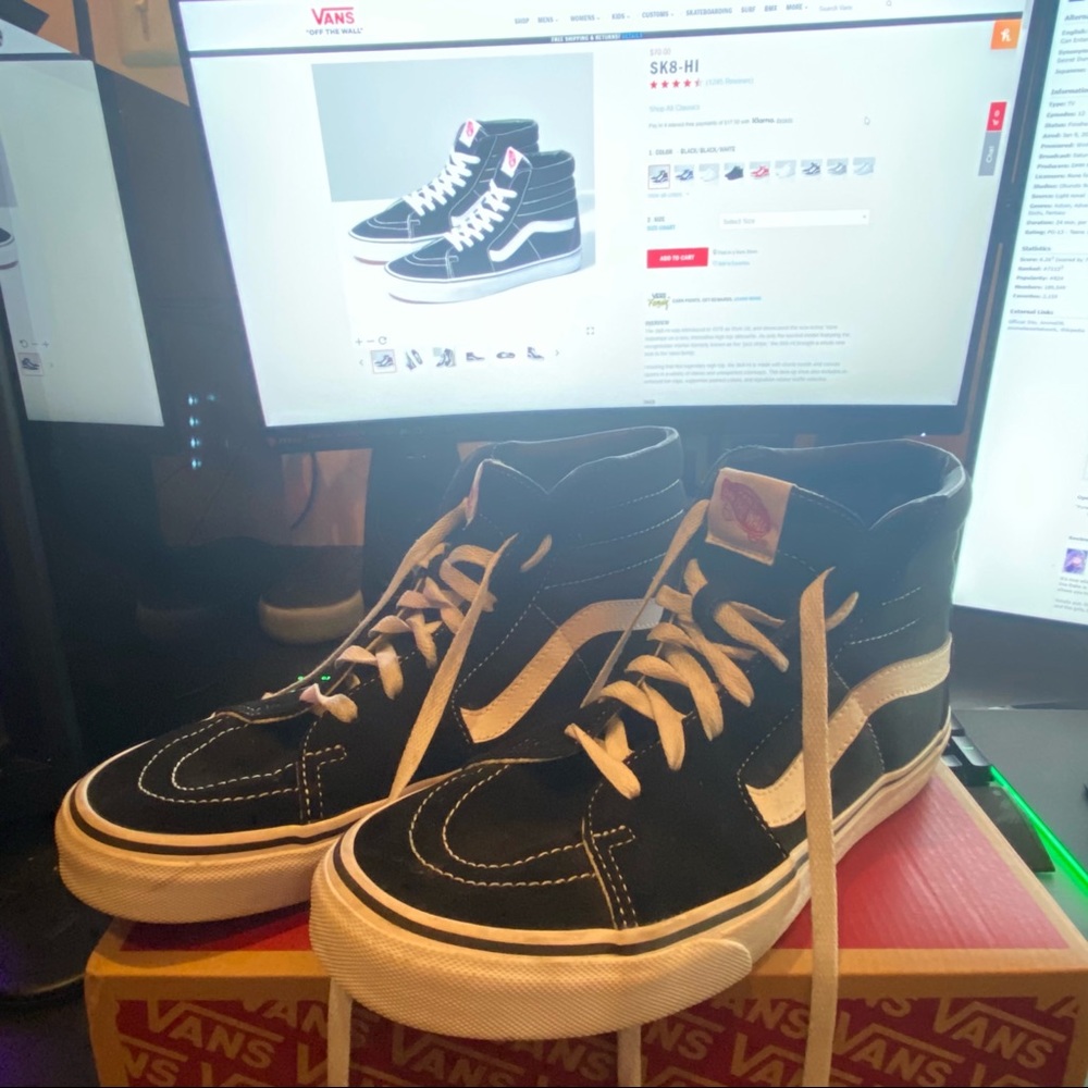 Vans Sk8-Hi Black and White Mens Shoes Size 10